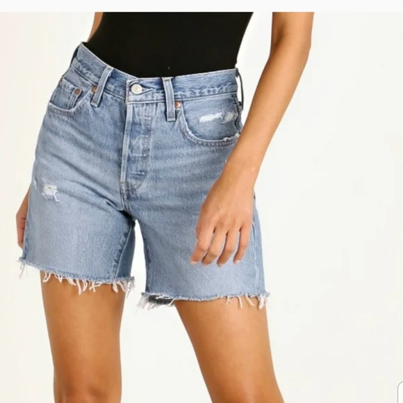 Levi's Shorts Levis High Rise Midi Jean Denim Shorts Button
